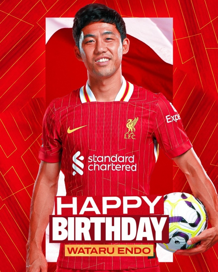  利物浦祝遠(yuǎn)藤航32歲生日快樂，球員加盟紅軍至今出戰(zhàn)62場比賽