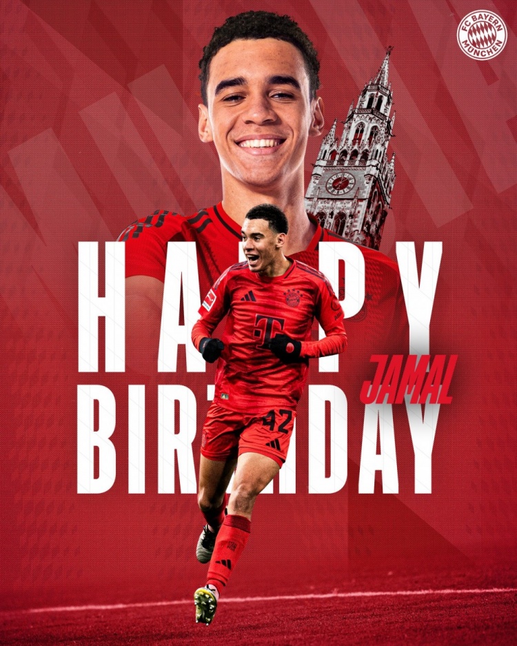  拜仁官方祝穆西亞拉22歲生日快樂，加盟至今出戰(zhàn)196次獲59球38助