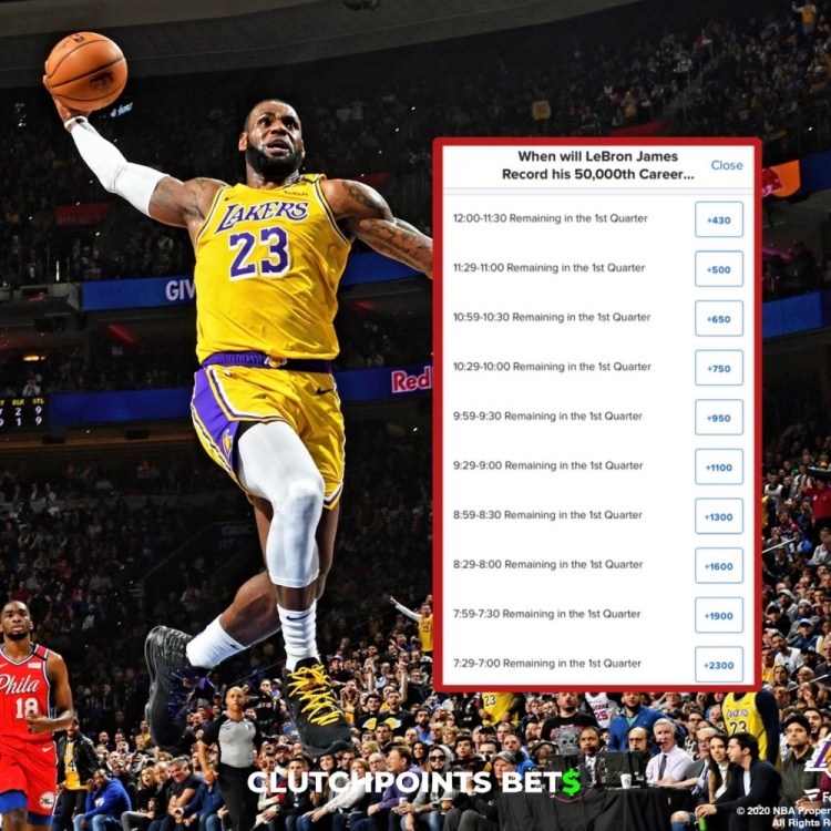  僅差1分！詹姆斯今日何時破五萬分賠率：開場30秒內(nèi)最被看好