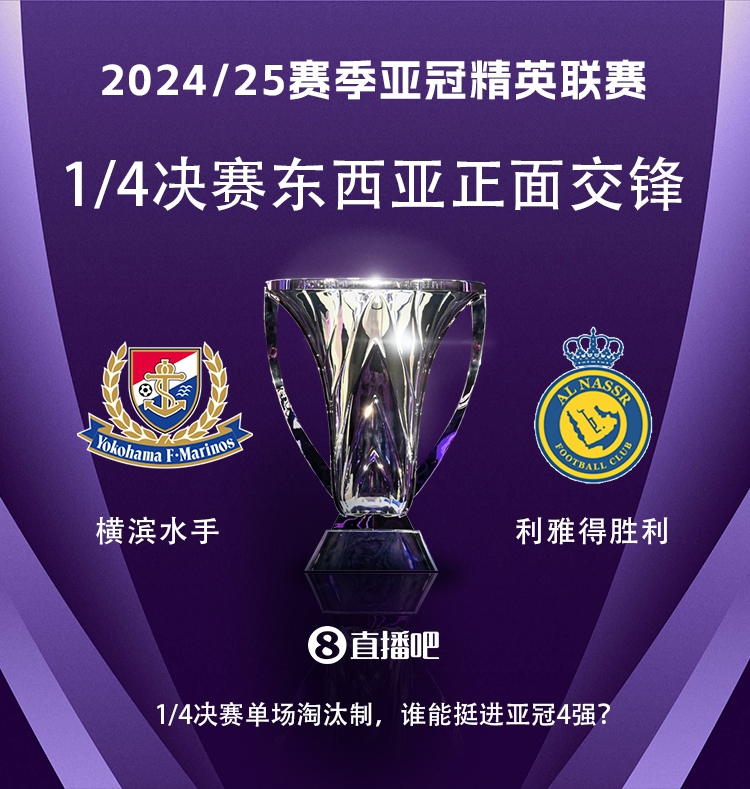  亞冠1/4決賽對(duì)陣：利雅得勝利vs橫濱水手，C羅vs安德森-洛佩斯！