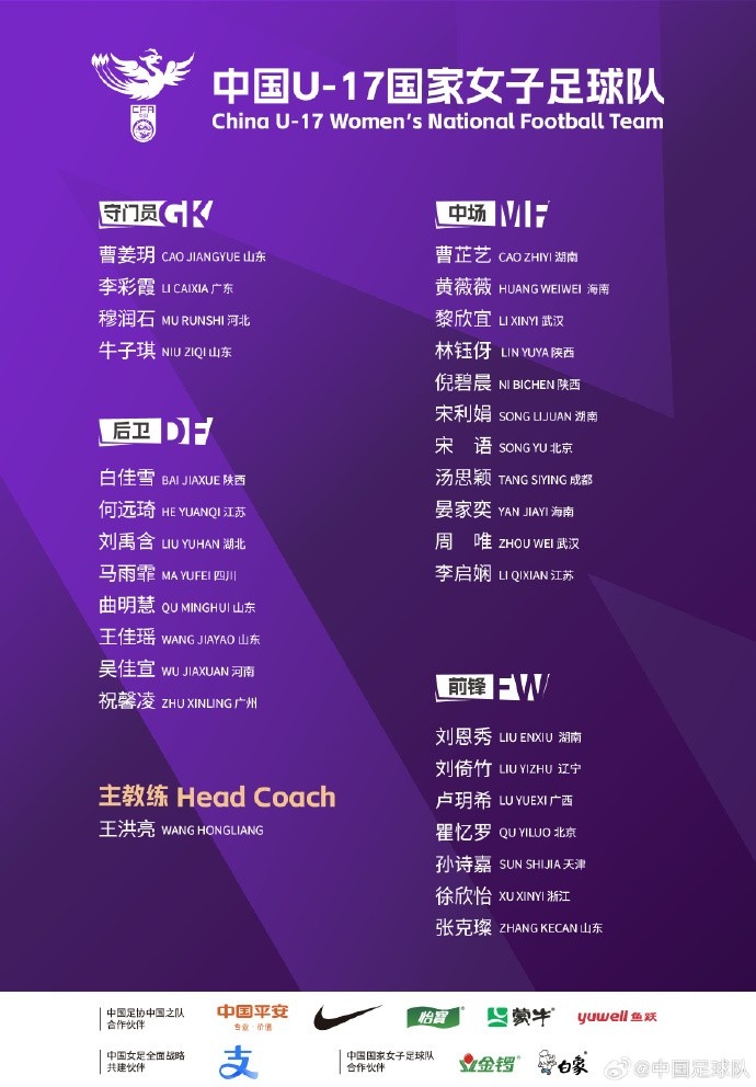  U17女足30人將在蘇州集訓(xùn)備戰(zhàn)世界杯，姜寧、朱挺擔(dān)任訓(xùn)練員